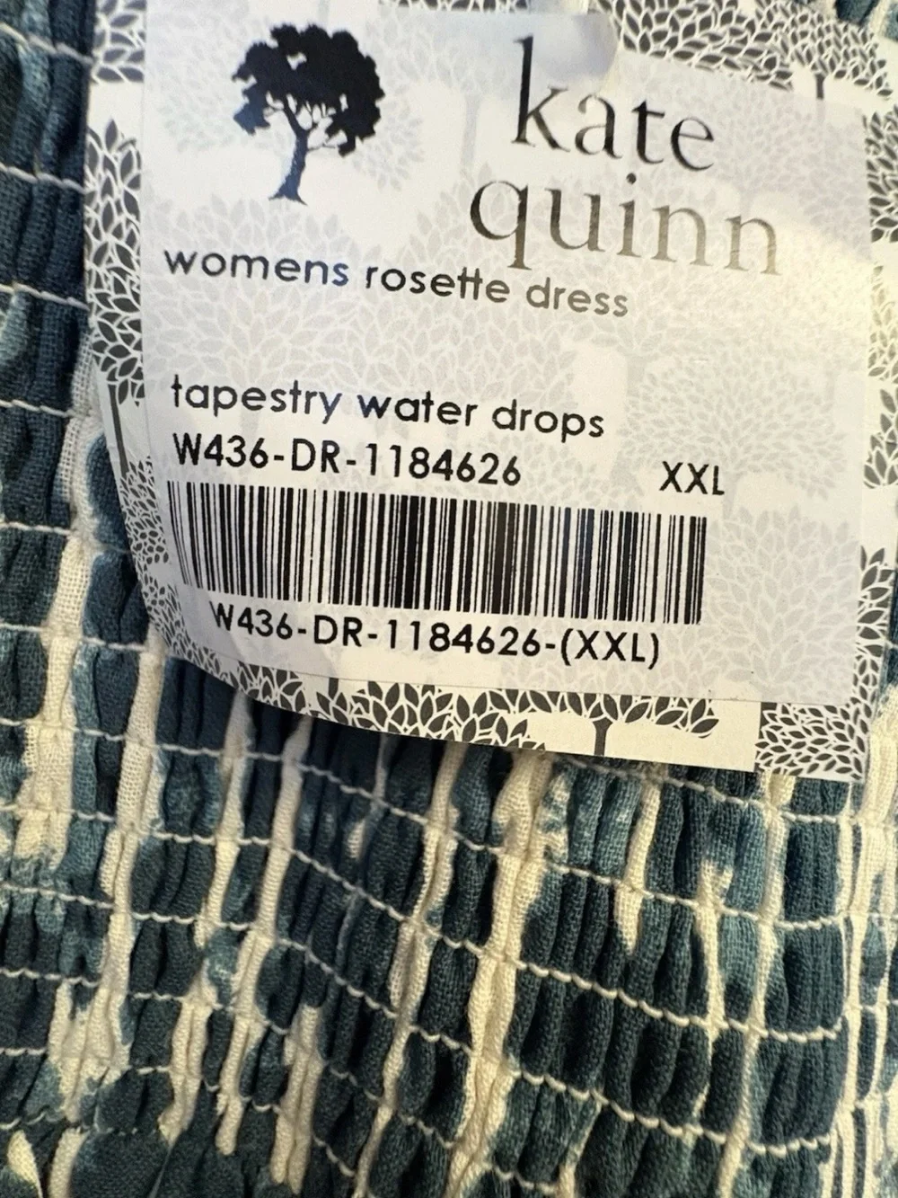 Kate Quinn-PLUS size-Tapestry Water Drops-shibori-Smocked Rosette Sun Dress-XXL